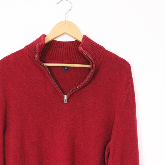 *Gap 3/4 Zip Red Collard Sweater - Picture 2 of 4